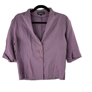 Vivian Shyu Dusty Rose Short Sleeve Linen Three Button Lightweight Blazer